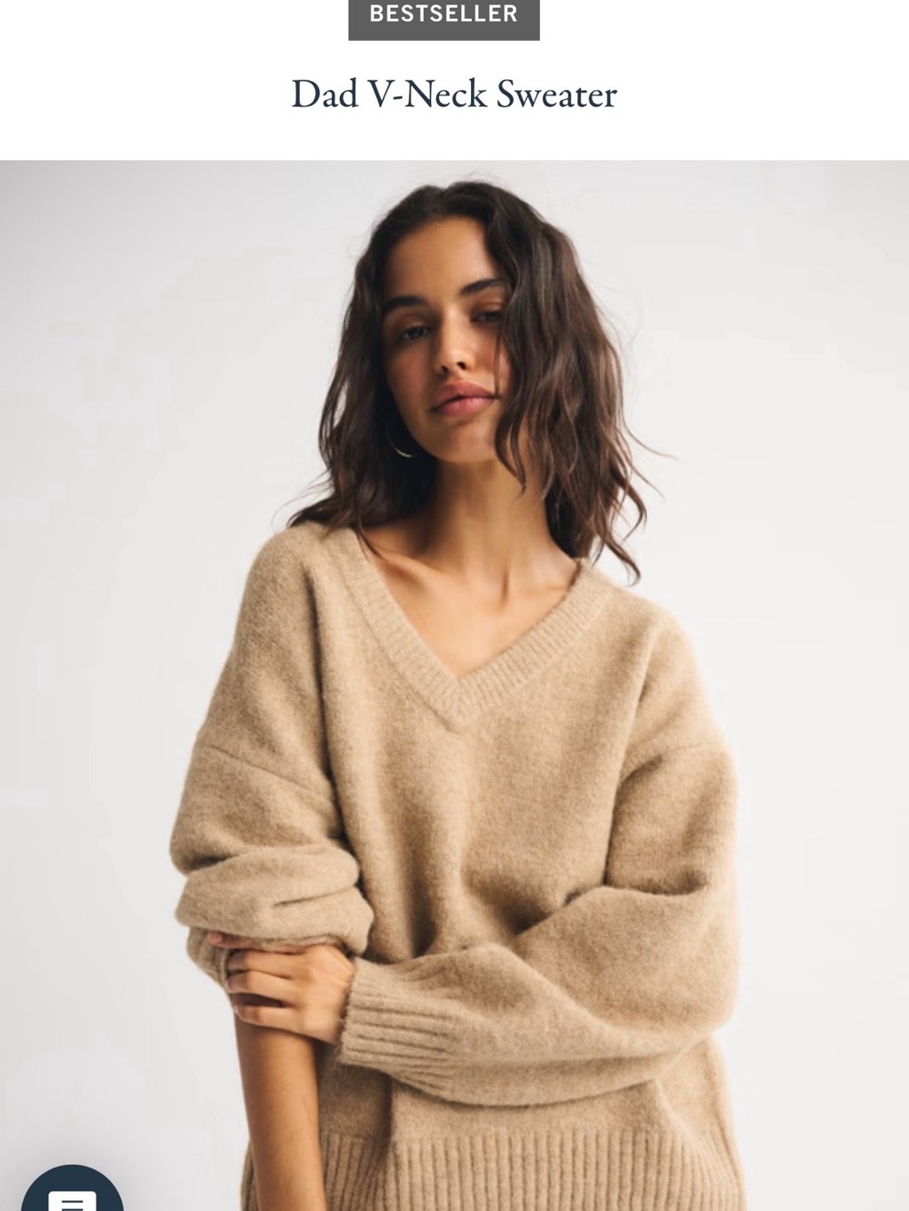 Dad V-Neck Sweater - Light Brown